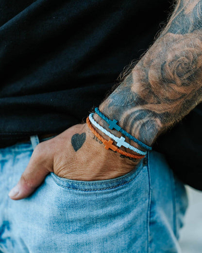 Infinity Cross Bracelets - Blue/Orange/Teal