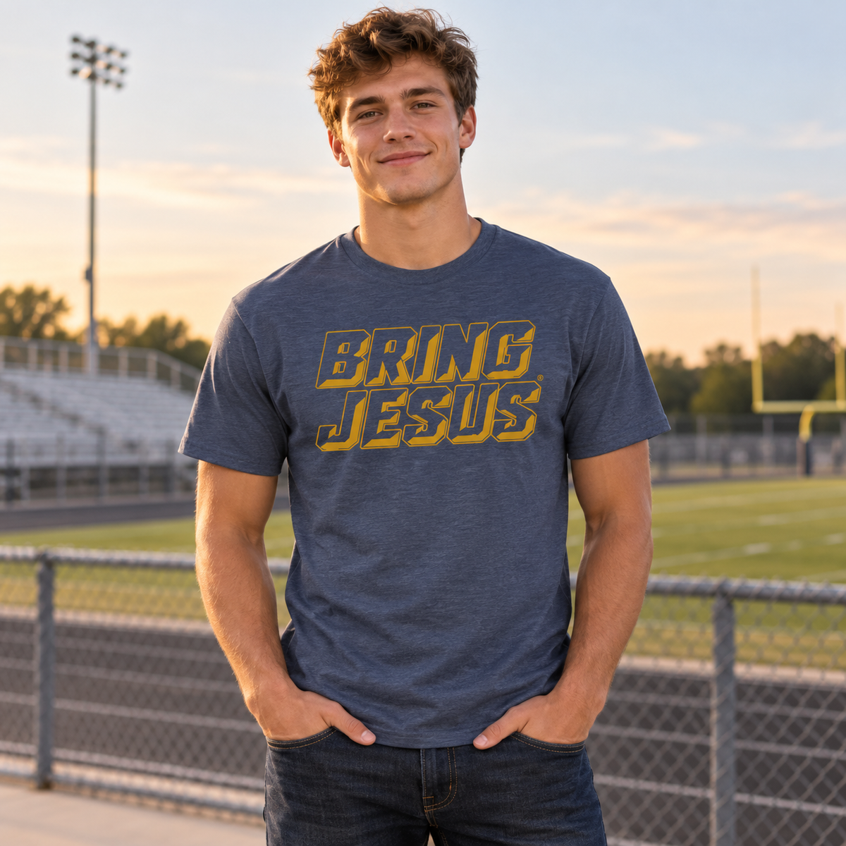 Bring Jesus Campus Tee — CCHS Navy & Gold