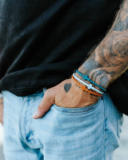 Infinity Cross Bracelets - Blue/Orange/Teal